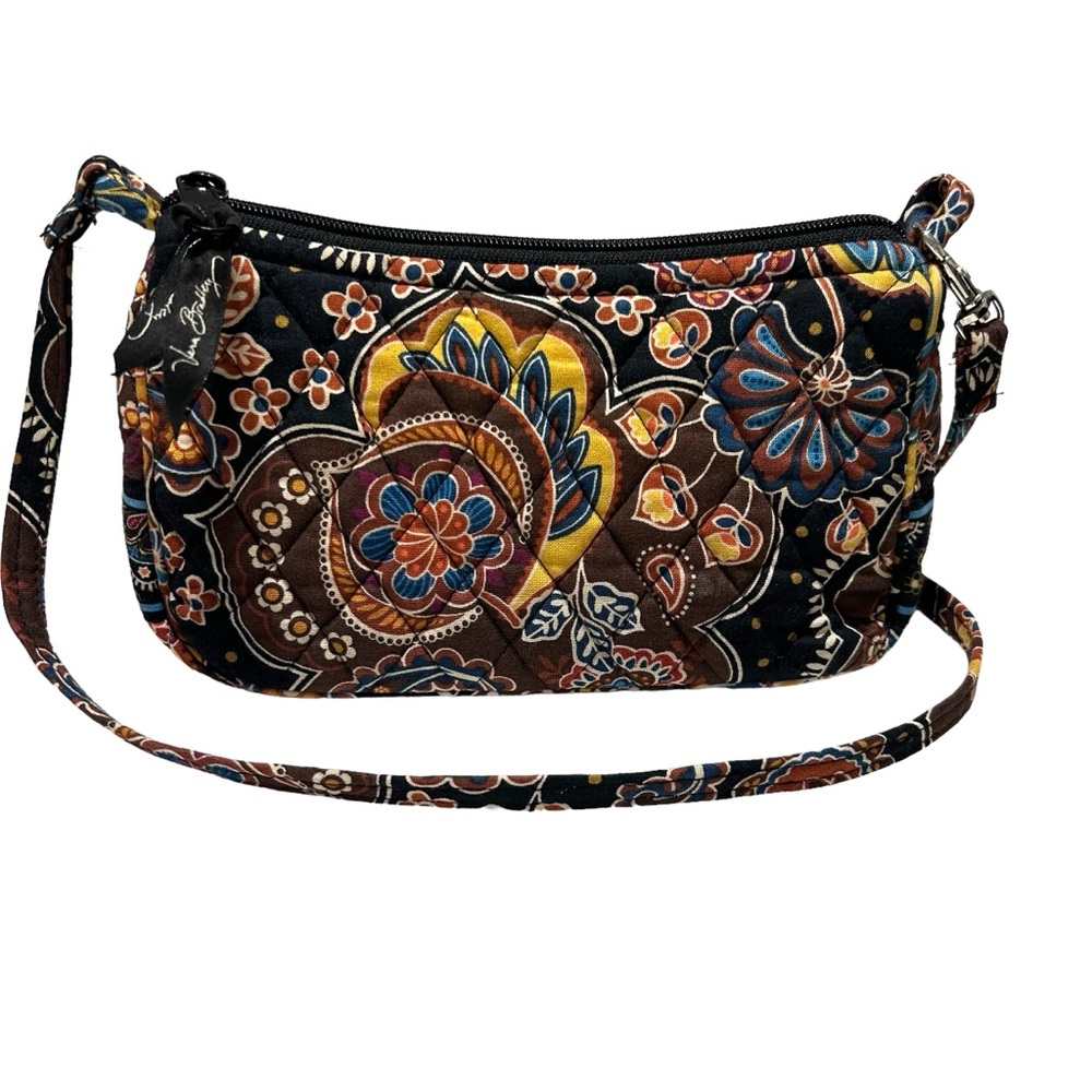 Vera Bradley Quilted Retro Crossbody Purse brown floral hippie Grandma Cottage